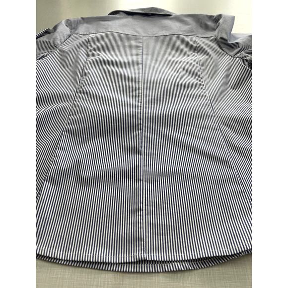 Soft Surroundings Sz L Embroidered Top Blue Striped Cruise Coastal Boho Casual - Picture 12 of 15
